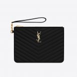 Saint Laurent YSL Women Monogram A5 Pouch in Matelasse Leather-Black