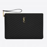 Saint Laurent YSL Women Monogram Document Holder in Matelasse Leather-Black