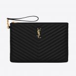 Saint Laurent YSL Women Monogram Tablet Pouch in Matelassé Leather-Black