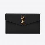 Saint Laurent YSL Women Uptown Pouch in Grain DE Poudre Embossed Leather