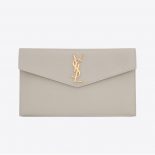 Saint Laurent YSL Women Uptown Pouch in Grain DE Poudre Embossed Leather