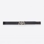 Balenciaga Women BB Large Belt in Black Vegetable Leather