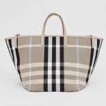 Burberry Women Medium Check Canvas Beach Tote