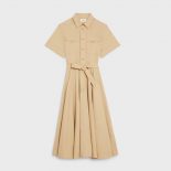 Celine Women Shirt Dress in Lightweight Cotton-Brown