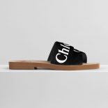 Chloe Women Woody Flat Mule in Canvas-Black