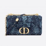 Dior Women Large Dior Caro Bag Blue Dior Flowers Cannage Denim