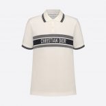 Dior Women Polo Shirt White and Navy Blue Cotton Jersey