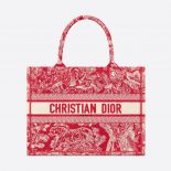 Dior Women Small Dior Book Tote Raspberry Toile de Jouy Reverse Embroidery