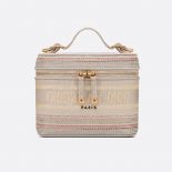 Dior Women Small Diortravel Vanity Case Multicolor Striped Embroidery