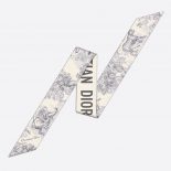 Dior Women Toile DE Jouy Mitzah Scarf Silk Twill-Silver