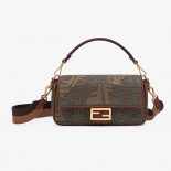 Fendi Women Baguette Embroidered Green Canvas Bag