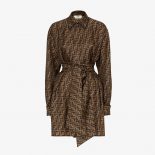 Fendi Women Brown twill Dress-Brown