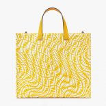 Fendi Women Shopper Yellow Glazed Canvas Bag