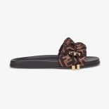 Fendi Women Vertigo Brown Satin Slides