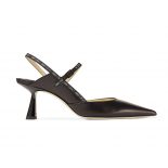 Jimmy Choo Women Ray 65 Black Nappa Leather Pointed Pumps with Logo-Woven Ribbon