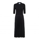 Prada Women Crepe DE Chine and Knit Dress-Black