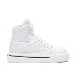 Prada Women Macro Re-Nylon and Brushed Leather High-top Sneakers-White