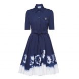 Prada Women Printed Poplin Dress-Blue