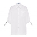 Prada Women Puffy Sleeve Poplin Blouse-White