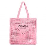 Prada Women Raffia Tote Bag-pink