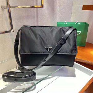 Black Re-nylon Large Padded Shoulder Bag