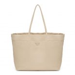 Prada Women Re-Nylon and Saffiano Leather Tote Bag-Beige