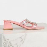 Roger Vivier Women Bikiviv Metal Buckle Mules in PVC-Pink