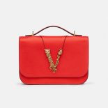 Versace Women Virtus Shoulder Bag-Red