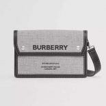 Burberry Men Horseferry Print Canvas and Leather Crossbody Bag