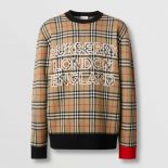 Burberry Women Logo Check Wool Cotton Jacquard Sweater