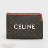 Celine Women Small Pouch in Triomphe Canvas and Lambskin