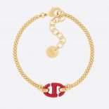 Dior Women CD Navy Bracelet Gold-Finish Metal and Raspberry Lacquer