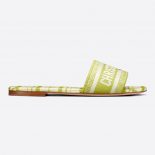 Dior Women Dway Slide Lime Check n Dior Embroidered Cotton