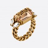 Dior Women J'Adior Ring Antique Gold-Finish Metal and Multicolor Crystals