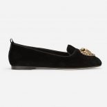 Dolce Gabbana D&G Women Velvet Devotion Slippers-Black