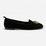 Dolce Gabbana D&G Women Velvet Devotion Slippers-Green