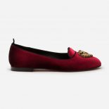 Dolce Gabbana D&G Women Velvet Devotion Slippers-Red