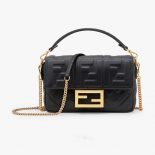 Fendi Women Iconic Mini Baguette Black Leather Bag