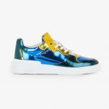 Givenchy Men Wing Low Three Tone Sneakers in Metallized Leather-Blue