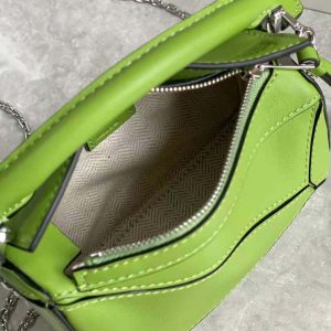 Loewe Women Nano Puzzle Bag in Classic Calfskin-Lime