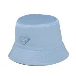 Prada Women Nylon Bucket Hat Decorated with the Triangle Logo-Blue