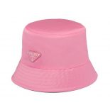 Prada Women Nylon Bucket Hat Decorated with the Triangle Logo-Pink