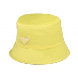 Prada Women Nylon Bucket Hat Decorated with the Triangle Logo-Yellow