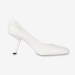 Balenciaga Women Void 80mm D Orsay Pump in White Shiny Soft Calfskin