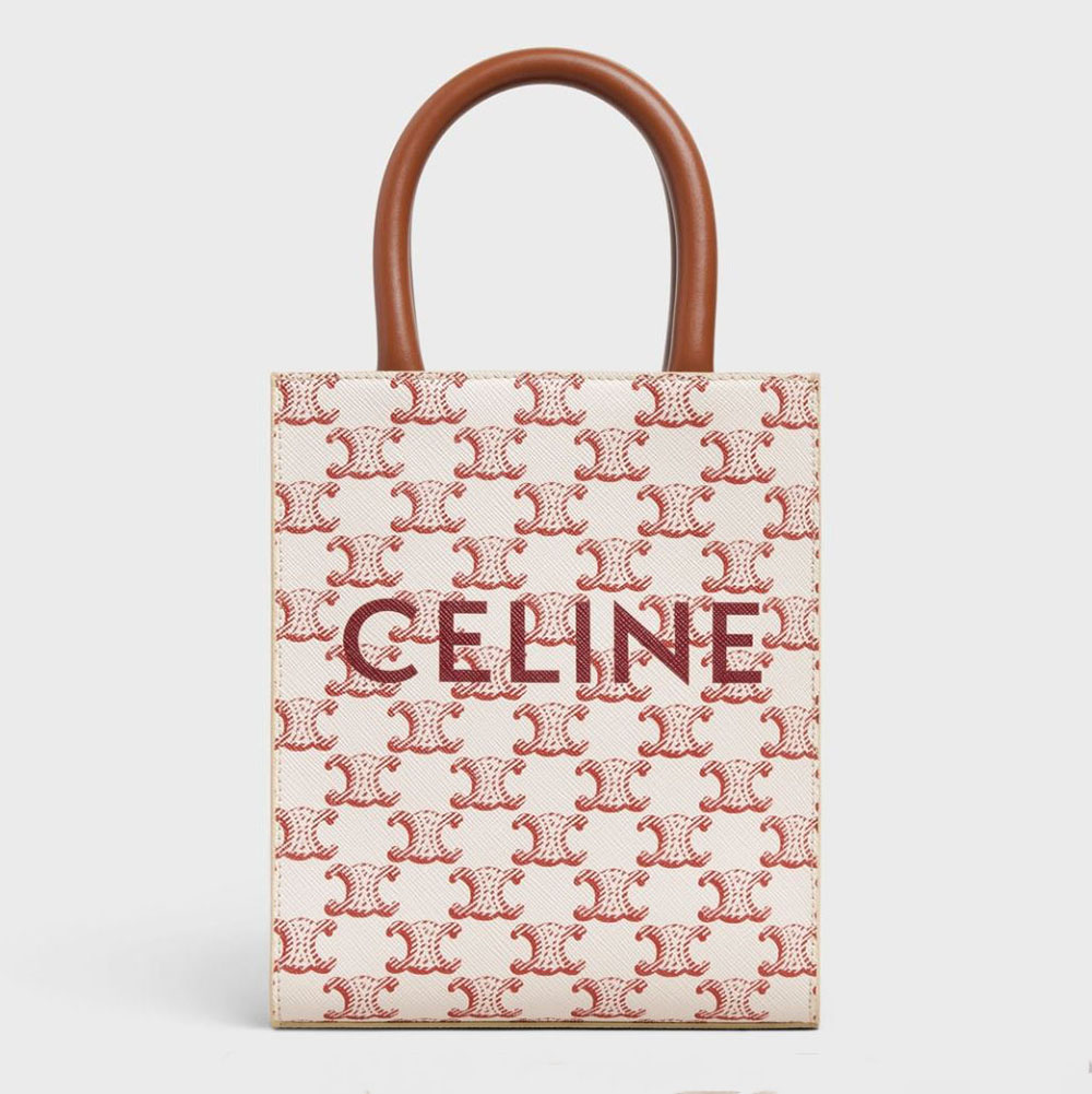 MINI VERTICAL CABAS IN TRIOMPHE CANVAS AND CALFSKIN WITH CELINE PRINT