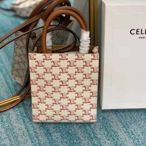 Celine Women Mini Vertical Cabas in Triomphe Canvas with Celine Print