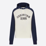 Dior Men Dior and Kenny Scharf Hooded Sweatshirt Deep Blue and White Cotton Fleece