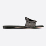 Dior Women D-Club Slide Black Suede Calfskin with Silver-Finish Strass