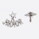 Dior Women J adior Earrings Antique Palladium-Finish Metal and White Crystals