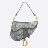 Dior Women Saddle Bag Toile DE Jouy Reverse Jacquard-SIlver